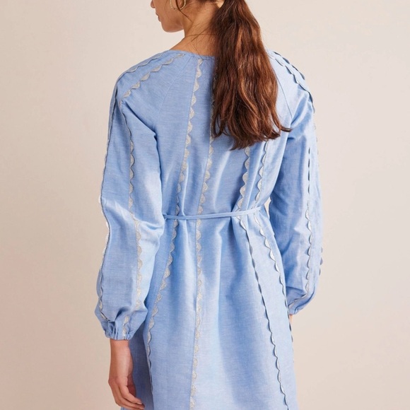 Biden Ric Rac Light Blue Tunic Dress with Tassel Details. Size 16R - Picture 2 of 15